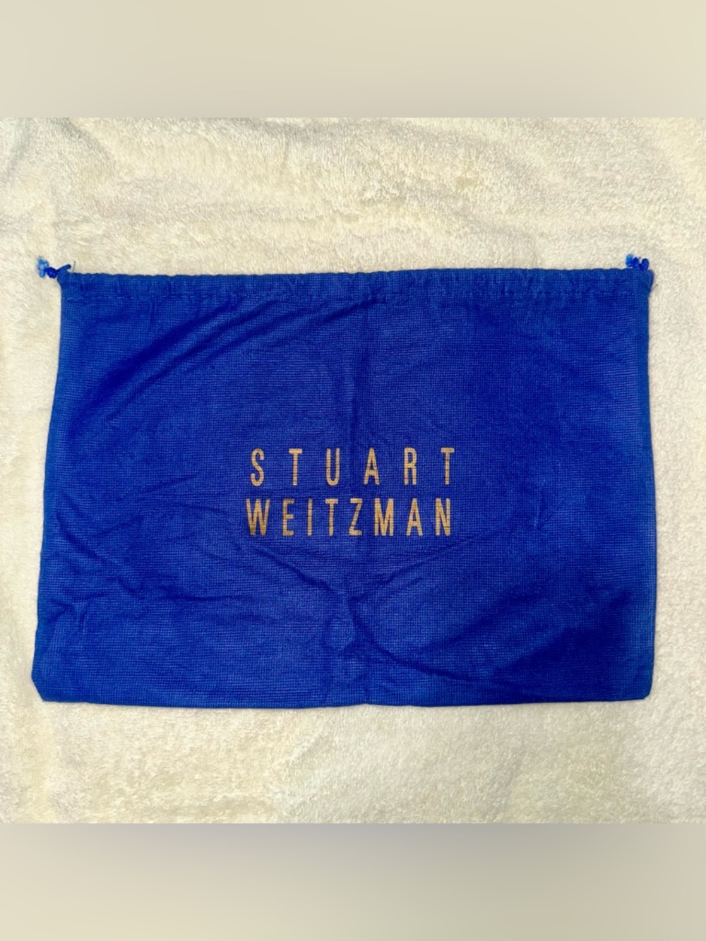 Stuart Weitzman Large Royal Blue Dust Bag Gold Logo Drawstring Boot Shoe Cover